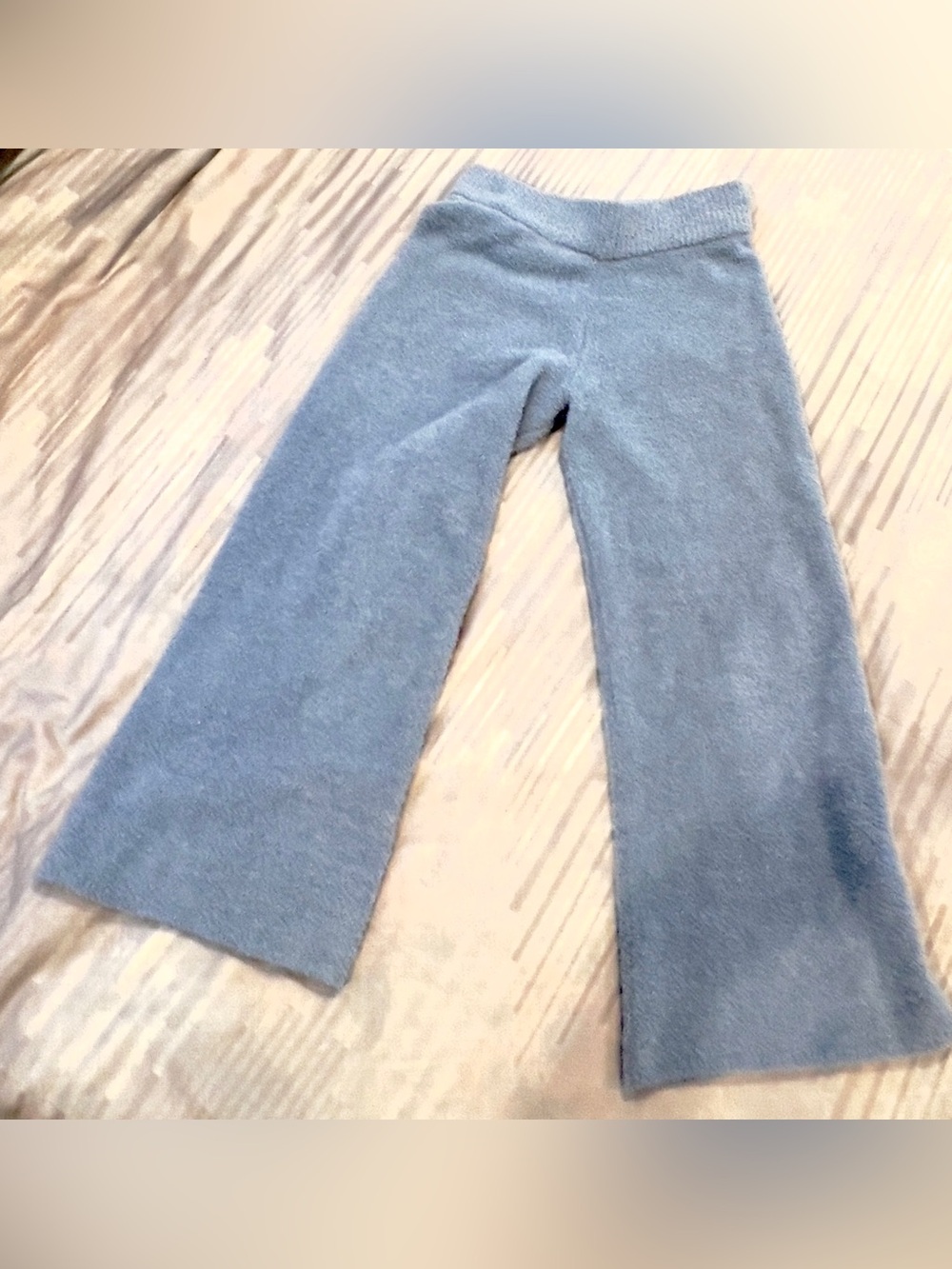 Stars Above Light Blue Knit Wide-Leg Sweatpants